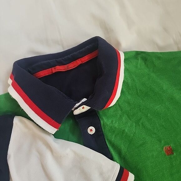 Carolina Herrera Polo Shirt Mens Size XL Short Sleeve Logo Cotton Green Blue - Picture 1 of 9